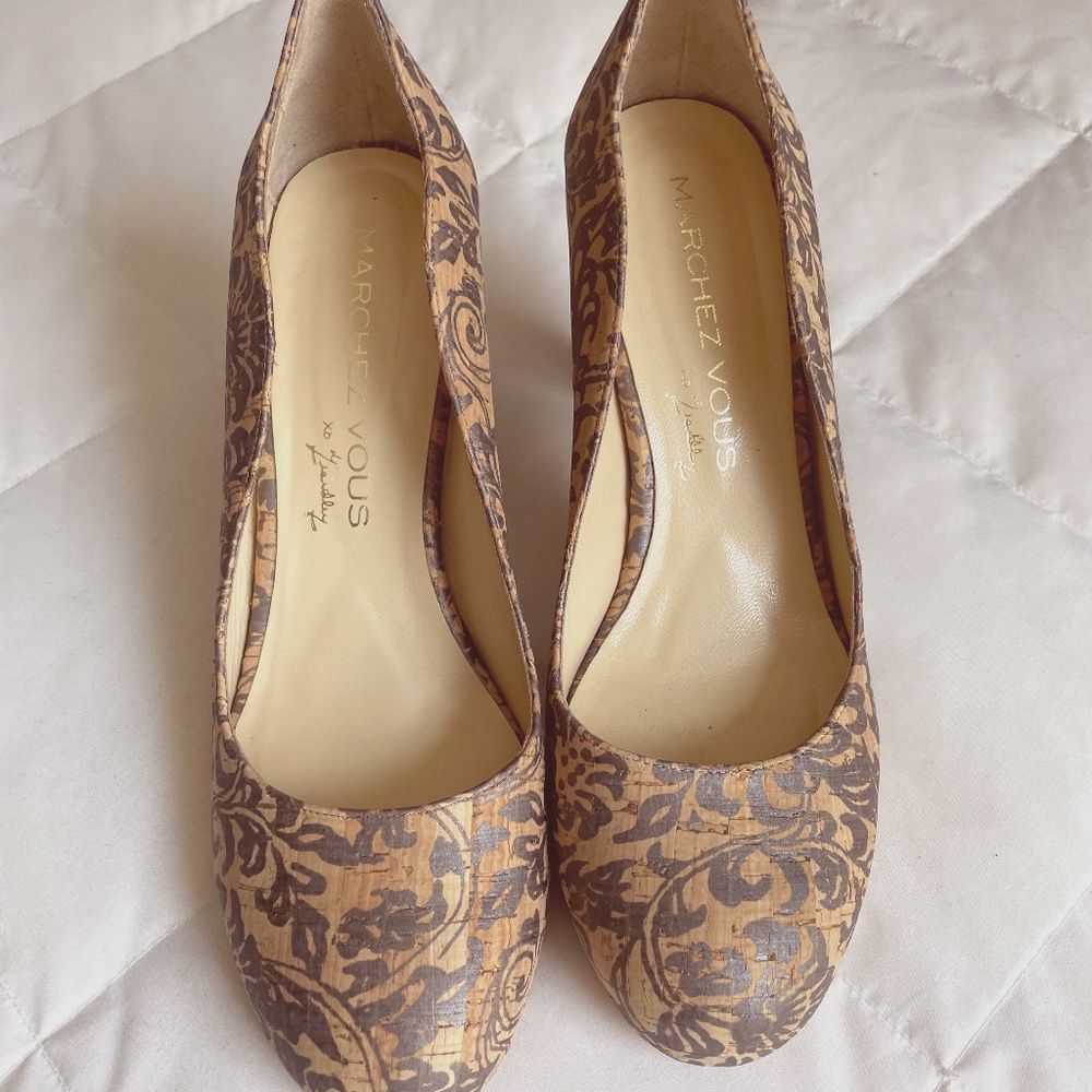 MARCHEZ VOUS Cork Beige Platform Heel